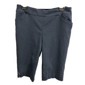 Coral Bay Womens Navy Blue Bermuda Shorts Sz 10 Slim Fit Stretch Side Pockets